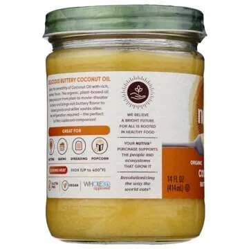 Nutiva Organic Coconut Oil with Butter Flavor from non-GMO, Steam Refined, Sustainably Farmed Coconuts, 14-ounce
