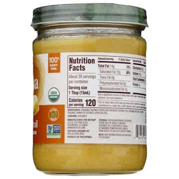 Nutiva Organic Coconut Oil with Butter Flavor from non-GMO, Steam Refined, Sustainably Farmed Coconuts, 14-ounce