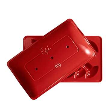 Emile Henry Epi Bread-Wheat Stalk Baguette Maker, 2 loaves, Burgundy