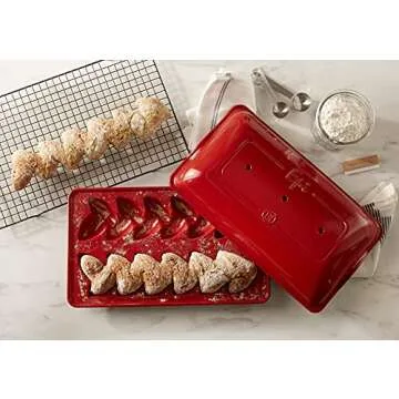 Emile Henry Epi Bread-Wheat Stalk Baguette Maker, 2 loaves, Burgundy