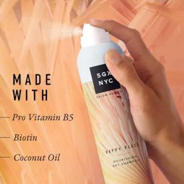 SGX NYC Happy Place Nourishing Dry Shampoo - Styling Vegan Dry Shampoo with Pro-Vitamin B5 and Biotin - Refreshing Coconut Scent - 6.5 oz