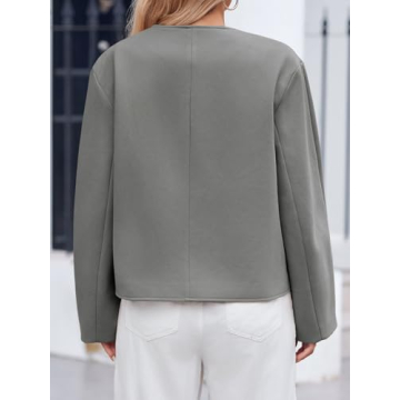 Cicy Bell Womens Cropped Wool Jacket - Chic V Neck Pea Coat