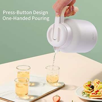 50oz Thermal Coffee Carafe, Double Wall Insulated Vacuum Flask, Stainless Steel Coffee Thermos Water Beverage Dispenser, 1.5Liter Thermal Pot for Keeping Hot Coffee,Tea and Water (White)