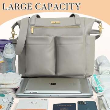 miss fong Diaper Bag Tote Baby Bag Leather Diaper Bag Backpack Large Diaper Tote Bag for girls & boys Diaper Bag Purse with 11 Diaper Bag Organizer,Changing Pad, Stroller Straps,4 Insulated Pockets