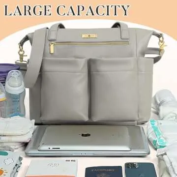 miss fong Diaper Bag Tote Baby Bag Leather Diaper Bag Backpack Large Diaper Tote Bag for girls & boys Diaper Bag Purse with 11 Diaper Bag Organizer,Changing Pad, Stroller Straps,4 Insulated Pockets