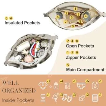 miss fong Diaper Bag Tote Baby Bag Leather Diaper Bag Backpack Large Diaper Tote Bag for girls & boys Diaper Bag Purse with 11 Diaper Bag Organizer,Changing Pad, Stroller Straps,4 Insulated Pockets