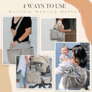 miss fong Diaper Bag Tote Baby Bag Leather Diaper Bag Backpack Large Diaper Tote Bag for girls & boys Diaper Bag Purse with 11 Diaper Bag Organizer,Changing Pad, Stroller Straps,4 Insulated Pockets