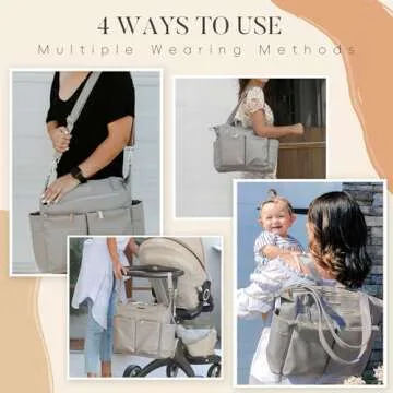 miss fong Diaper Bag Tote Baby Bag Leather Diaper Bag Backpack Large Diaper Tote Bag for girls & boys Diaper Bag Purse with 11 Diaper Bag Organizer,Changing Pad, Stroller Straps,4 Insulated Pockets