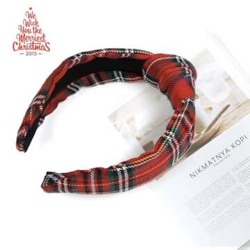Christmas Headbands for Women Plaid Headbands for Women Knotted, Fashion Holiday Women Headbands for Hair Christmas Outfits Hair Accessories for Women