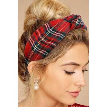 Christmas Headbands for Women Plaid Headbands for Women Knotted, Fashion Holiday Women Headbands for Hair Christmas Outfits Hair Accessories for Women