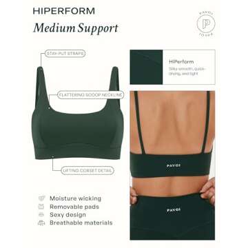 PAVOI ACTIVE HiPerform Collection | Women's Performance Corset Seam Lifting Medium Support Moisture-Wicking Sports Bra | Small, Cocoa