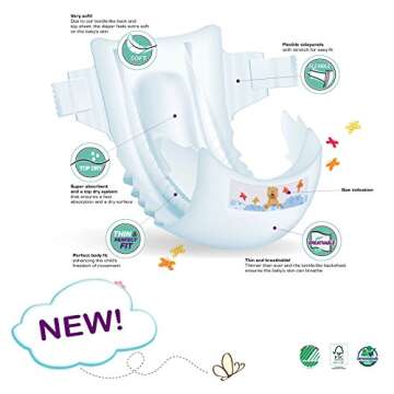 Bambo Nature Eco Friendly Baby Diapers Classic, Size 2, 180 Count