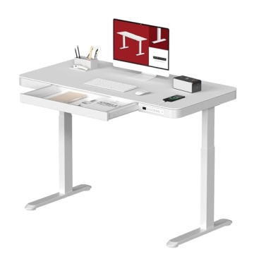 SANODESK Standing Desk with Drawer, Electric Height Adjustable Home Office Desk with Storage & USB P...