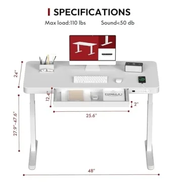 SANODESK Electric Height Adjustable Desk with Drawer