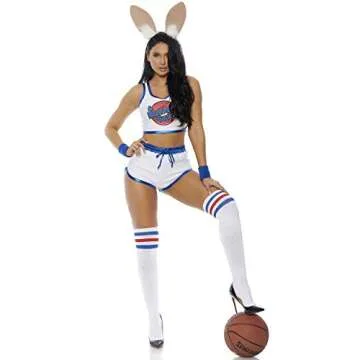 Forplay Women's Bunny Squad Sexy Movie Character Costume Adult Costume, White, L/XL