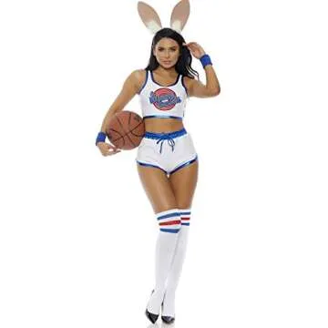 Forplay Women's Bunny Squad Sexy Movie Character Costume Adult Costume, White, L/XL