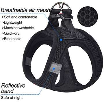 matilor Dog Harness Step-in Breathable Puppy Cat Dog Vest Harnesses for Small Medium Dogs Black