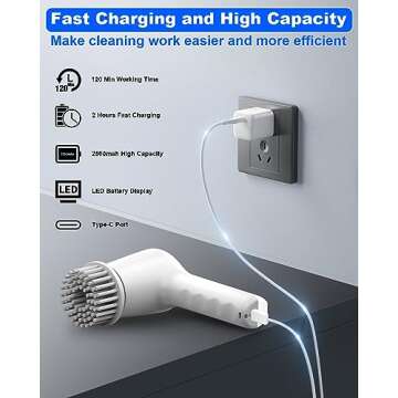 GANICECOOL Electric Spin Scrubber, Cordless Electric Shower Scrubber with 4 Replaceable Shower Cleaning Brush Heads Rechargeable for Cleaning Tub,Tile,Floor, Sink, Window, Stove (Gray)