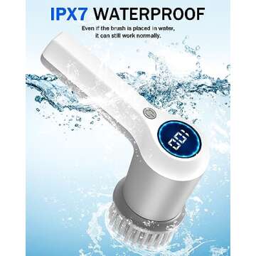 GANICECOOL Electric Spin Scrubber, Cordless Electric Shower Scrubber with 4 Replaceable Shower Cleaning Brush Heads Rechargeable for Cleaning Tub,Tile,Floor, Sink, Window, Stove (Gray)