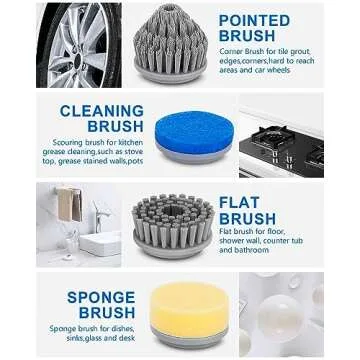 GANICECOOL Electric Spin Scrubber, Cordless Electric Shower Scrubber with 4 Replaceable Shower Cleaning Brush Heads Rechargeable for Cleaning Tub,Tile,Floor, Sink, Window, Stove (Gray)