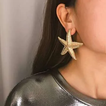 Doubnine Big Starfish Earrings and Necklace Set for Women