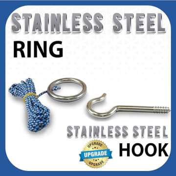 Hook and Ring Swing DIY Kit Stainless Steel Hardware and Nylon String Ring Toss Game Indoor – Outd...