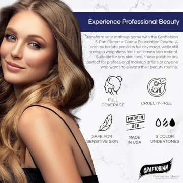 Graftobian HD Glamour Crème Foundation Palette (Neutral #3) - High Definition 5 Color Makeup Palett...