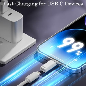 AuviPal USB C to Lightning Microphone Adapter (2 Pack), USB C Male to Lightning Female Converter for Wireless Lavalier Microphone - White, Aluminum Alloy - Not for Headphone or Data