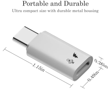 AuviPal USB C to Lightning Microphone Adapter (2 Pack), USB C Male to Lightning Female Converter for Wireless Lavalier Microphone - White, Aluminum Alloy - Not for Headphone or Data