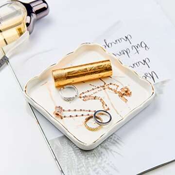 Gomakren Gifts for Women – Jewelry Holder Ceramic Ring Dish Trinket Tray – Unique Gifts for Best...