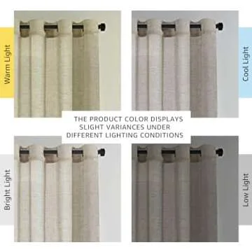 H.VERSAILTEX Natural Linen Curtains Soft Linen Semi Sheer Curtains for Living Room Window Privacy Translucent Ultra Elegant Linen Textured Drapes for Bedroom (52 by 96 Inch, Set of 2, Taupe)