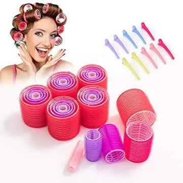 Hyoujin Hair Rollers Curlers,40pcs Heatless Velcro Rollers for Long Short Hair,30 Rollers With 10 Clips Jumbo Large Medium Small Sizes（57mm,45mm,33mm,23mm,13mm)to Sleep in for Women Hair Bangs Volume