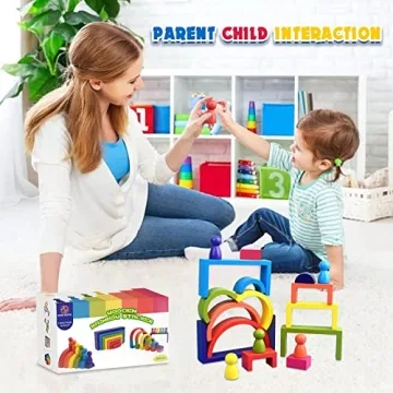 BOZE SUPOD Wooden Toys for Kids - 19PCS Creative Blocks Set