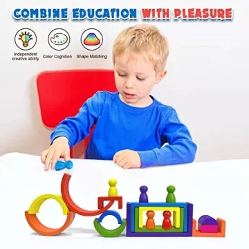 BOZE SUPOD Wooden Toys for Kids - 19PCS Creative Blocks Set