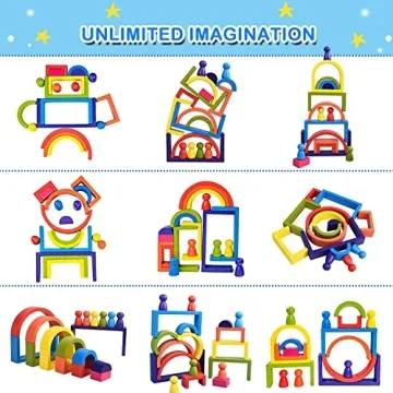 BOZE SUPOD Wooden Toys for Kids - 19PCS Creative Blocks Set