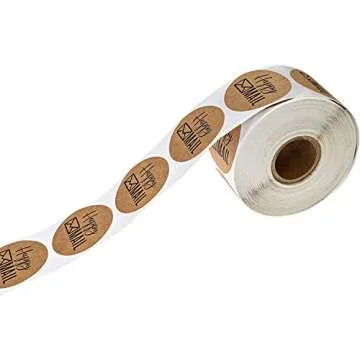 1" Round Kraft Happy Mail Stickers for All Occasions