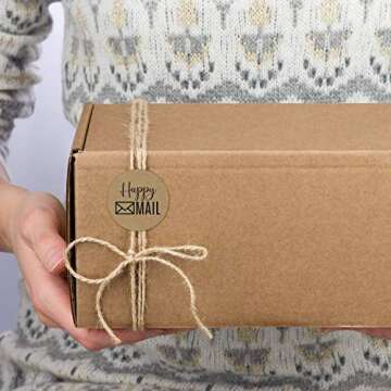 1" Round Kraft Happy Mail Stickers / 500 Labels Per Roll for Christmas Gifts, Halloween Party, Wedding Party Supplies