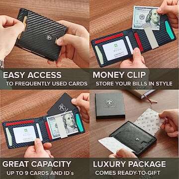 TRAVANDO Wallet for Men Mens Wallet with Money Clip RFID Slim Minimalist PHOENIX