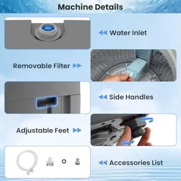 Nictemaw 17.8Lbs Full Automatic Portable Washing Machine