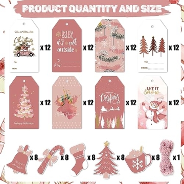 Vintage Christmas Gift Tags with Hemp Rope for Holiday Cheer