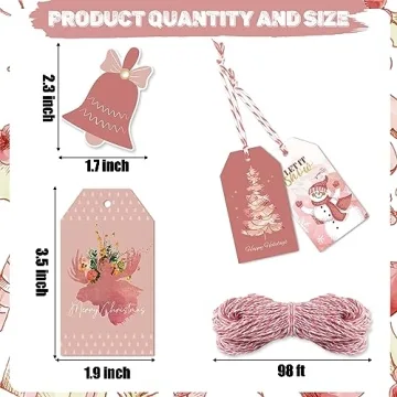 Vintage Christmas Gift Tags with Hemp Rope for Holiday Cheer