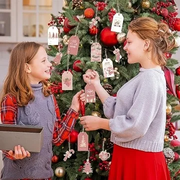 Vintage Christmas Gift Tags with Hemp Rope for Holiday Cheer