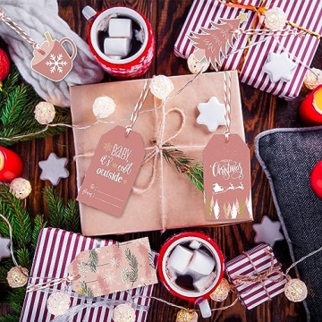 Vintage Christmas Gift Tags with Hemp Rope for Holiday Cheer