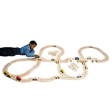 Constructive Playthings 135 pc. Wooden Unit Block Roadway Play Set with 56 Hardwood 3 3/4" W. x 7/16" Thick Road Pieces and Scaled to be Compatible with Unit Blocks for Ages 3 Years and Up