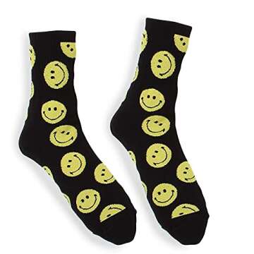 Womens smiling face neon socks (Crew 4 pairs) OF 14
