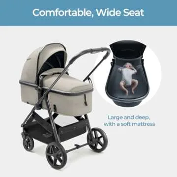 Mompush Wiz 2-in-1 Convertible Baby Stroller with Bassinet Mode, Foldable Infant Stroller with Reversible Seat and Large UPF 50+ Canopy