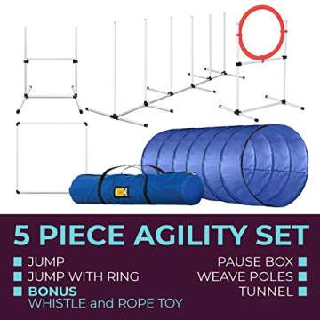 Complete Dog Agility Training Equipment Set - Jump, Hurdle, Tunnel, Weave Poles