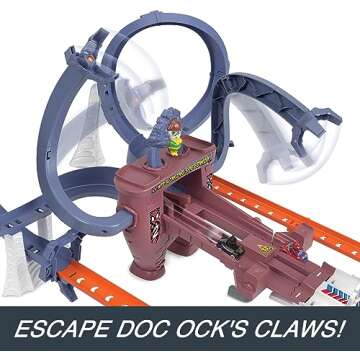 Hot Wheels Toy Car Track Set, RacerVerse Spider-Man’s Web-Slinging Speedway, Competitive Race with 2 Die-Cast Vehicles: Spider-Man & Black Panther