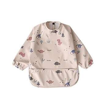 GZMM Waterproof Baby Bibs,Infant Toddler Long Sleeve Feeding Bib With Food Catcher,Easy Clean & Wash...