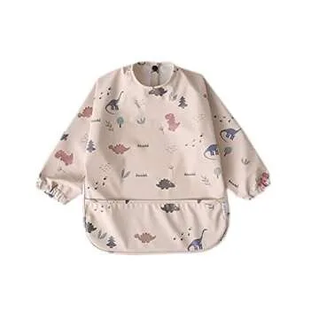 GZMM Waterproof Baby Bibs,Infant Toddler Long Sleeve Feeding Bib With Food Catcher,Easy Clean & Wash...